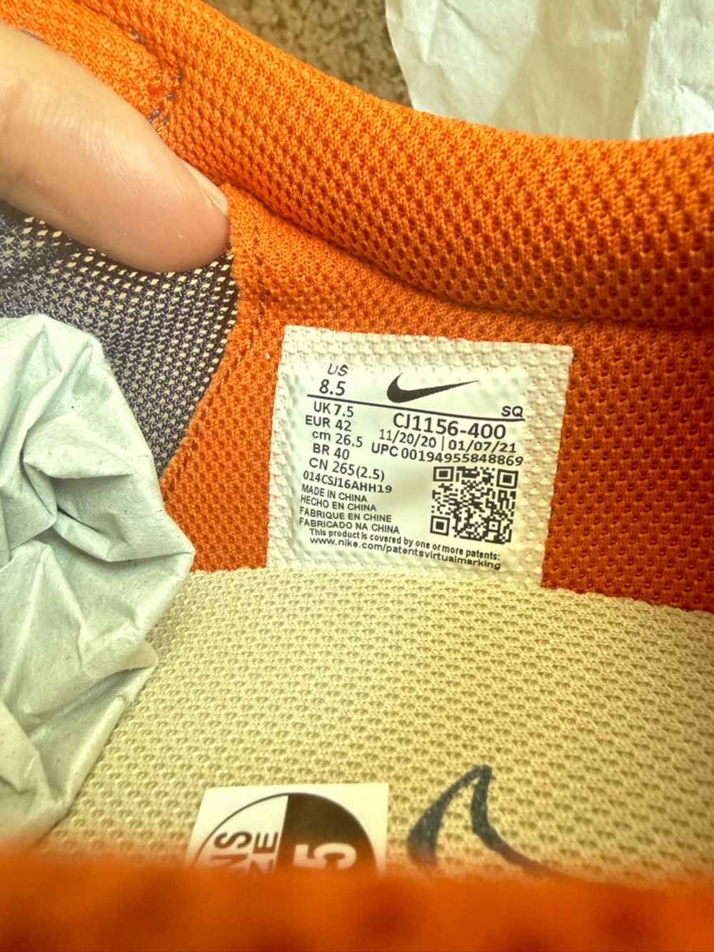 Nike Daybreak-Type Sneakers in Navy, Cream and Orange - Picture 10 of 10